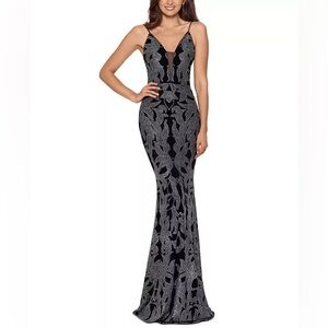 Betsy & Adam Glitter Print Gown
